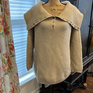 DKNY knit shawl collar sweater
